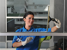 Cleaner cleaning windows